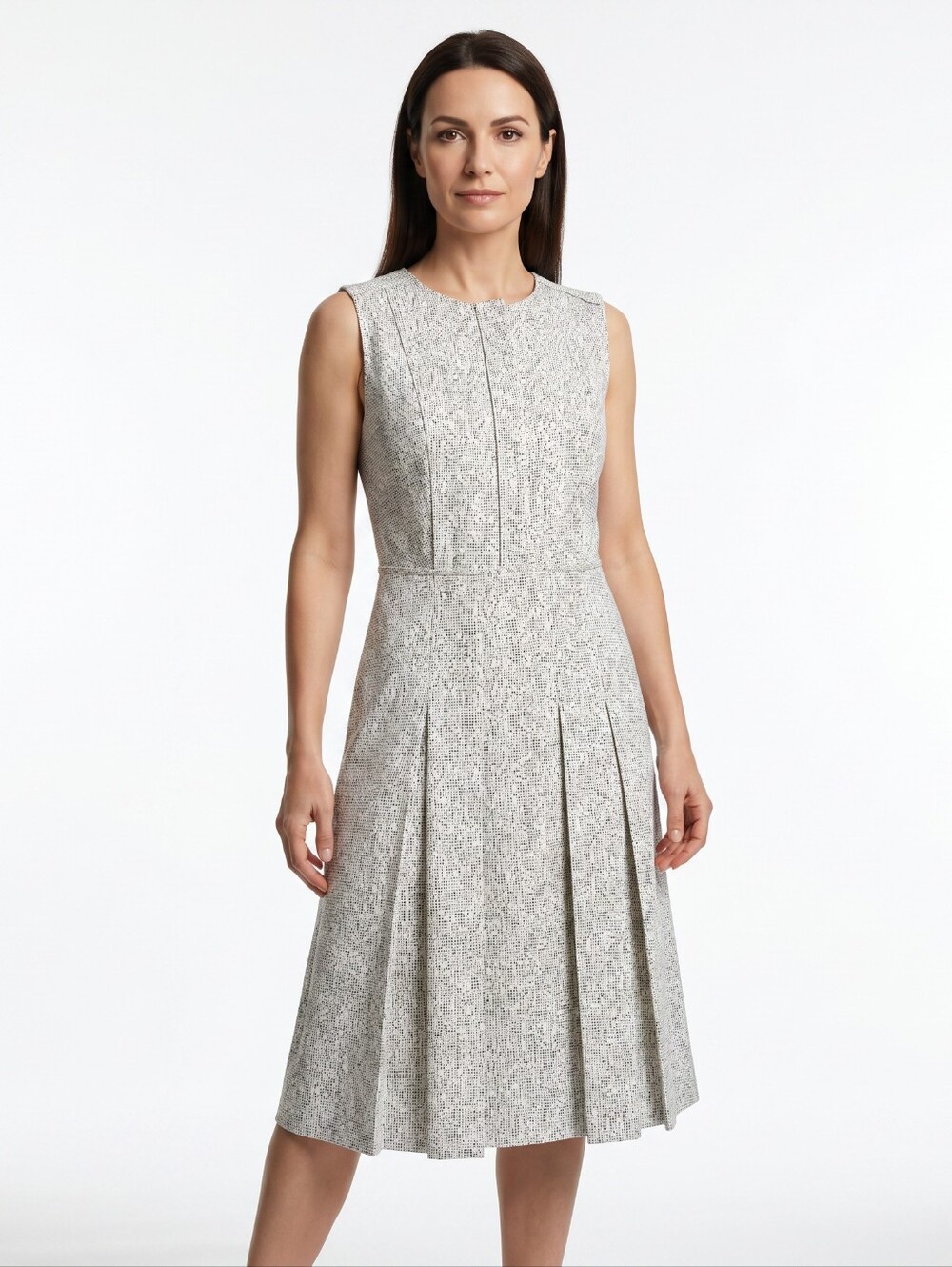 Boss Cream Speckled Sleeveless A-Line Office Siren Minimalist No Size Label